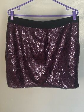BCBGMaxAzria Plum Sequin Mini Skirt